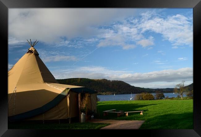 A tepee in a field by Lake Ullswater in the English Lake District Framed Print by Peter Wiseman