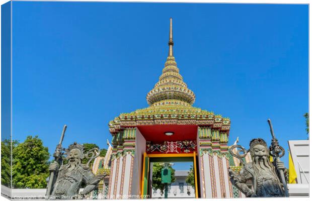 Warrior Guardians Entrance Gate Wat Pho Thailand Canvas Print by William Perry