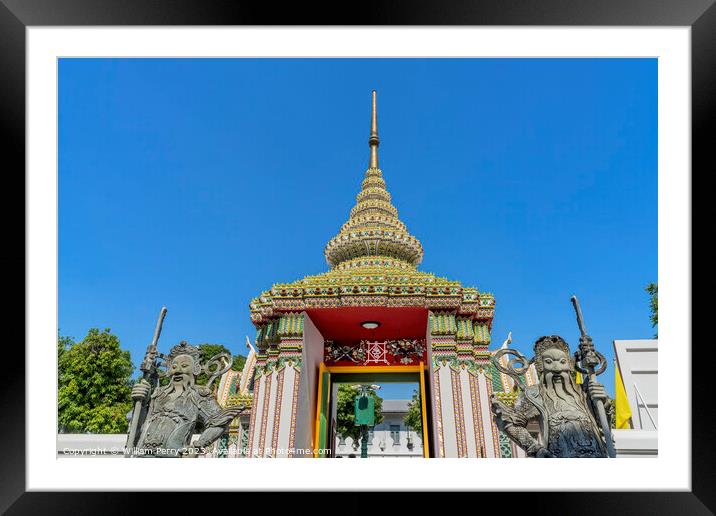 Warrior Guardians Entrance Gate Wat Pho Thailand Framed Mounted Print by William Perry
