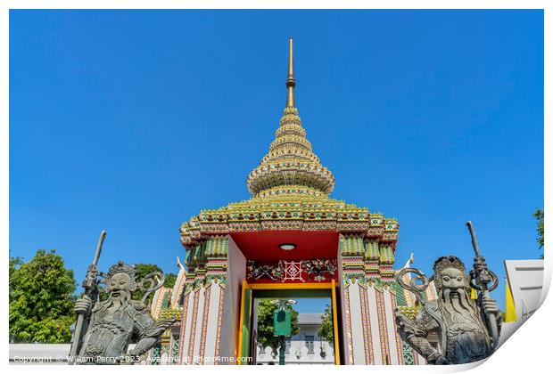 Warrior Guardians Entrance Gate Wat Pho Thailand Print by William Perry