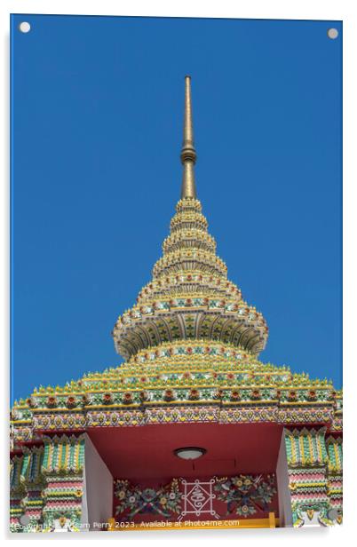 Colorful Ceramic Decorations Gate Wat Pho Bangkok Thailand Acrylic by William Perry