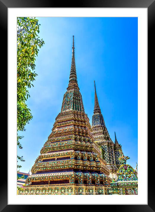 Ceramic Chedis Spires Pagodas Wat Pho Bangkok Thailand Framed Mounted Print by William Perry