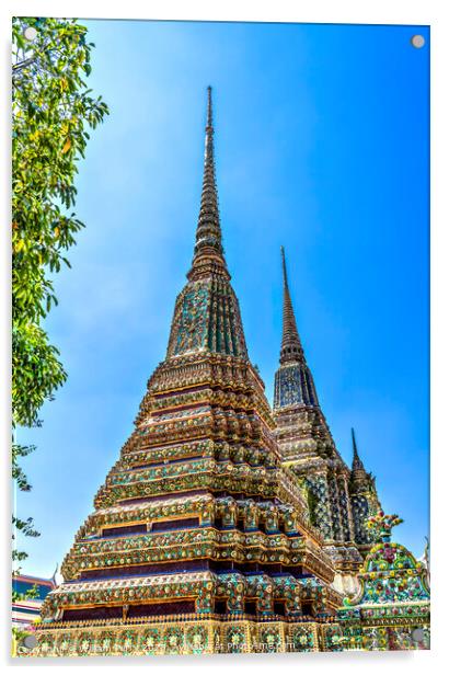 Ceramic Chedis Spires Pagodas Wat Pho Bangkok Thailand Acrylic by William Perry