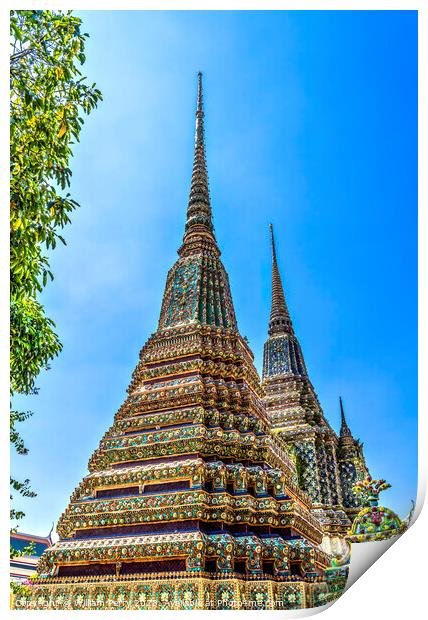 Ceramic Chedis Spires Pagodas Wat Pho Bangkok Thailand Print by William Perry