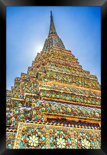 Ceramic Chedi Spire Pagoda Wat Pho Bangkok Thailand Framed Print by William Perry