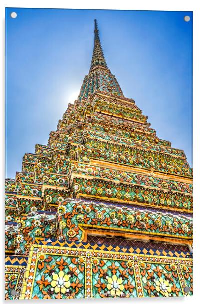 Ceramic Chedi Spire Pagoda Wat Pho Bangkok Thailand Acrylic by William Perry