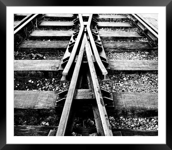Detail of a railway tracks crossing at Bristol harbourside Framed Mounted Print by Steve Painter