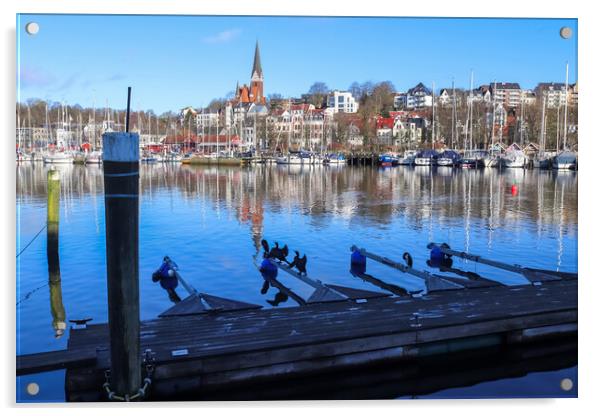Flensburg, Germany - 03 March 2023: View of the historic harbour Acrylic by Michael Piepgras
