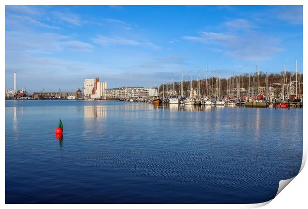 Flensburg, Germany - 03 March 2023: View of the historic harbour Print by Michael Piepgras