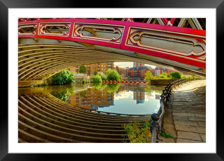 Leeds Crown Point Bridge Reflection Framed Mounted Print by Alison Chambers