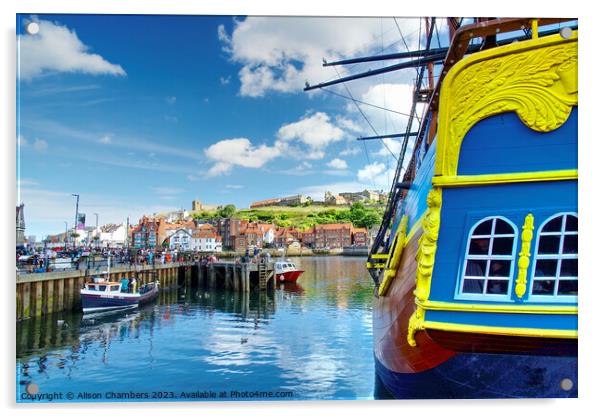 Whitby Harbour  Acrylic by Alison Chambers