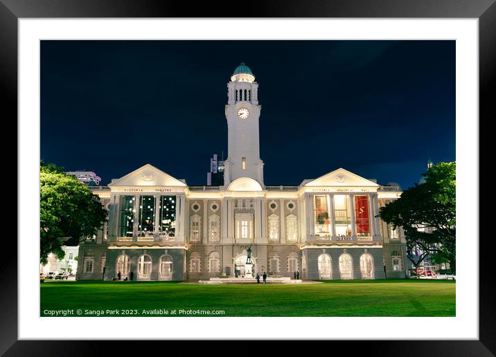 Night view of Victoria Concert Hall in Singapore Framed Mounted Print by Sanga Park