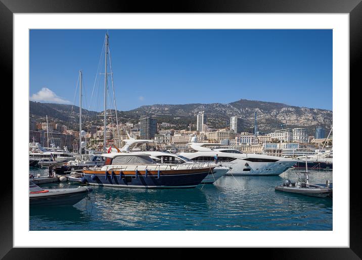 Yachts in Port of Monaco Framed Mounted Print by Artur Bogacki