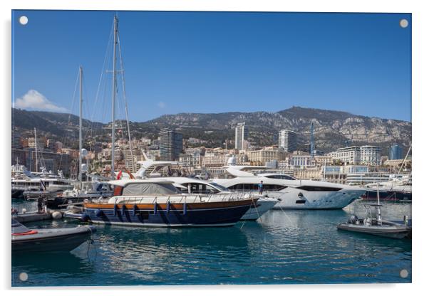 Yachts in Port of Monaco Acrylic by Artur Bogacki