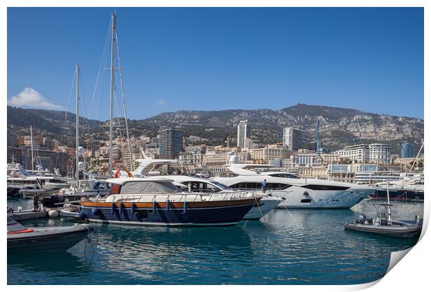 Yachts in Port of Monaco Print by Artur Bogacki