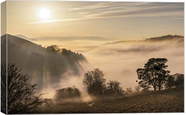 Sunset and clouds over Offa`s Dyke Canvas Print by Steve Adams