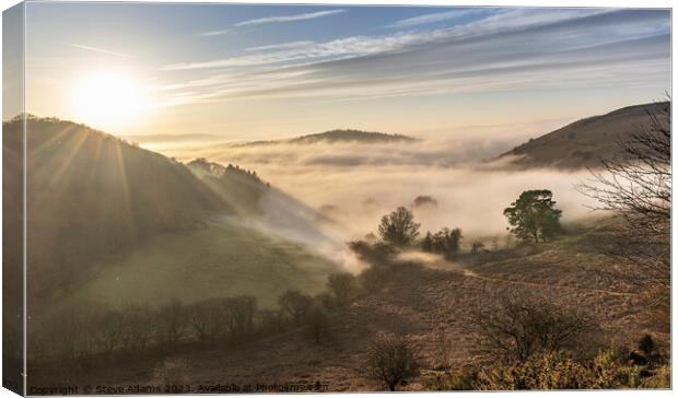 Sunset over Offa`s Dyke.  Canvas Print by Steve Adams