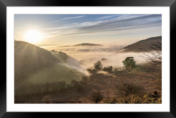 Sunset over Offa`s Dyke.  Framed Mounted Print by Steve Adams