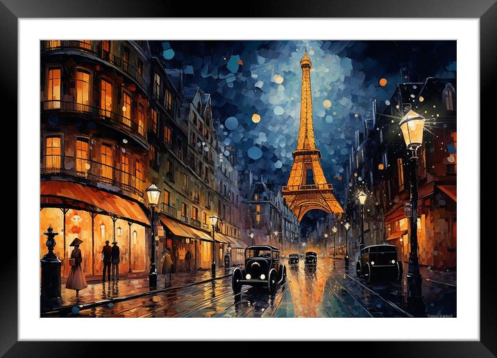 Paris at Night  Framed Mounted Print by CC Designs