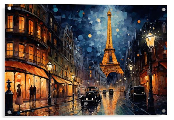 Paris at Night  Acrylic by CC Designs