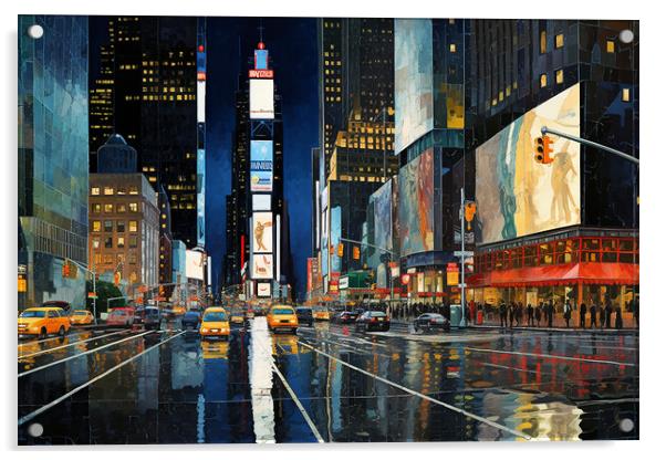 New York at Night  Acrylic by CC Designs