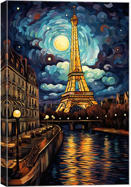 Eiffel Tower at Night  Canvas Print by CC Designs