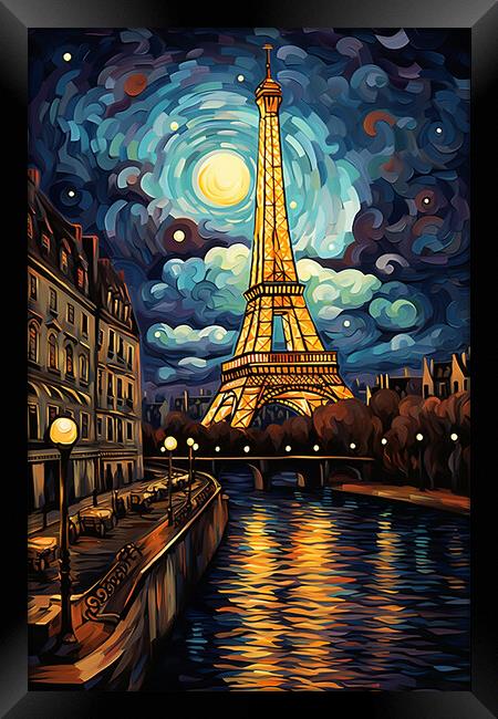 Eiffel Tower at Night  Framed Print by CC Designs