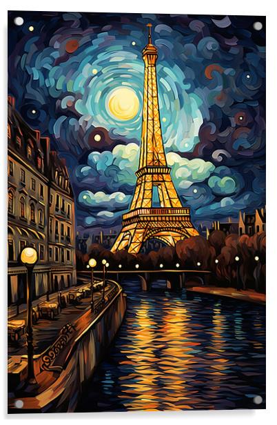 Eiffel Tower at Night  Acrylic by CC Designs