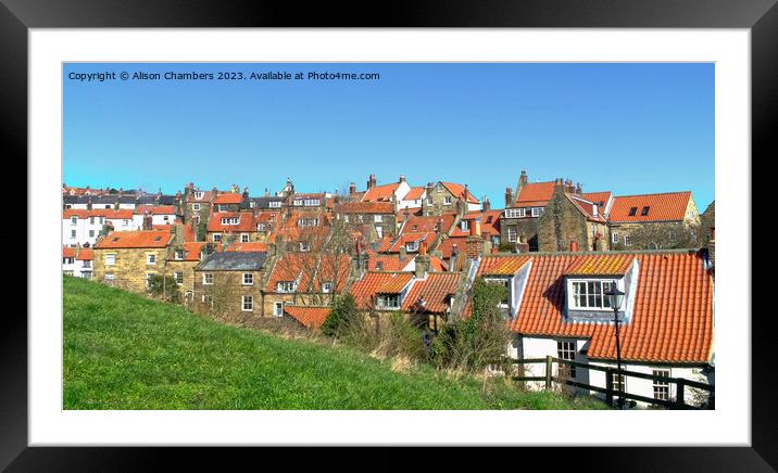 Robin Hoods Bay Rooftops Panorama  Framed Mounted Print by Alison Chambers