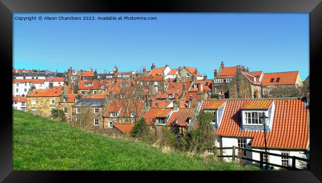 Robin Hoods Bay Rooftops Panorama  Framed Print by Alison Chambers