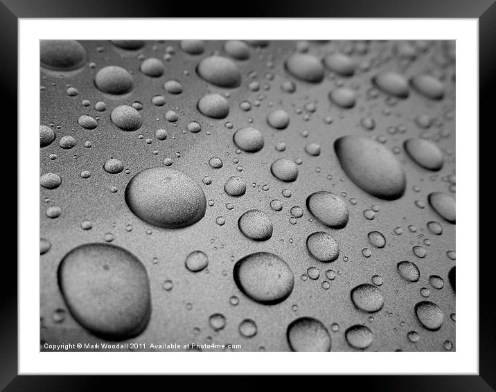 Water Beading on car after a polish Framed Mounted Print by Mark Woodall