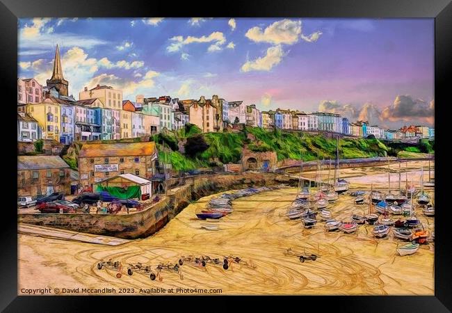  Art approach to Tenby Beach Framed Print by David Mccandlish