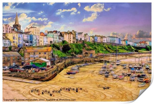  Art approach to Tenby Beach Print by David Mccandlish