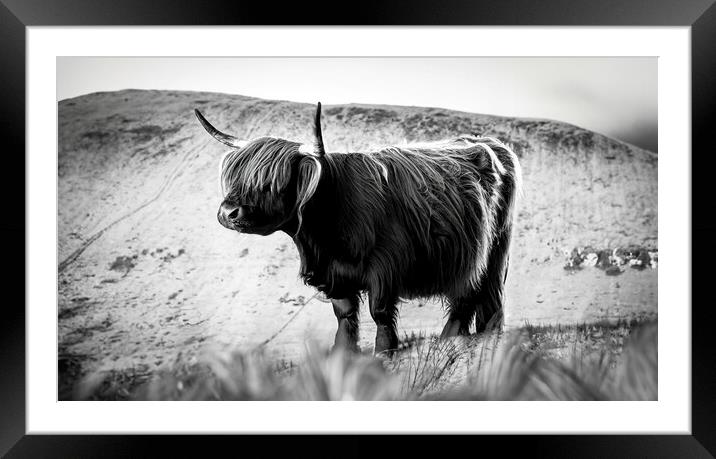 A cow standing in a field Framed Mounted Print by Guido Parmiggiani