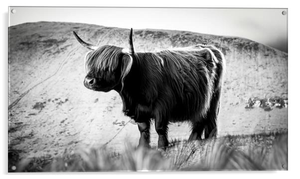 A cow standing in a field Acrylic by Guido Parmiggiani