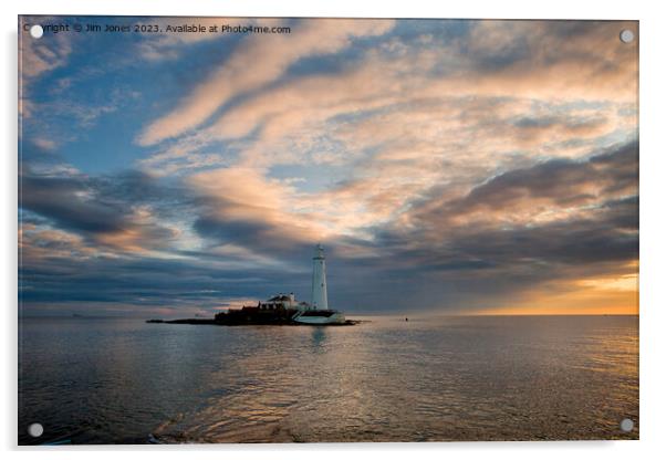 St Mary's Island sunrise Acrylic by Jim Jones
