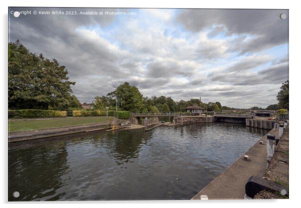 Riverside view towards Molesey Lock near Hampton Court Bridge Acrylic by Kevin White