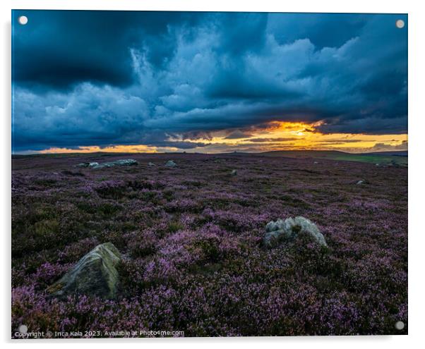 Sunset and Storms Over the Moorland Heather Acrylic by Inca Kala