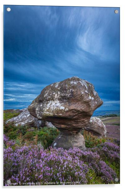 Weather Sculpted Rock and Moorland Heather  Acrylic by Inca Kala