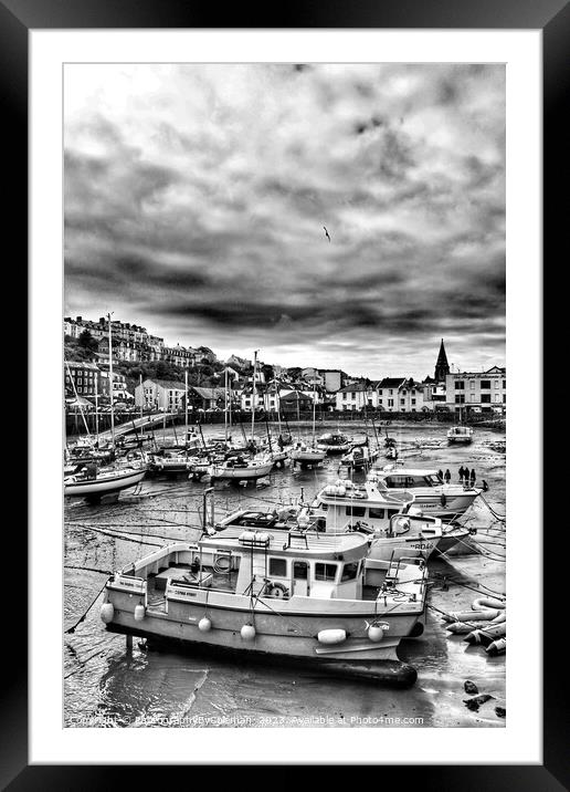 Black and White Harbor Framed Mounted Print by PhotographyByColeman 