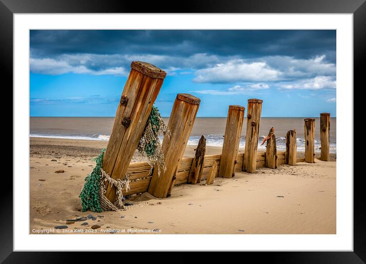 Sea Defenses on Spurn Point Framed Mounted Print by Inca Kala