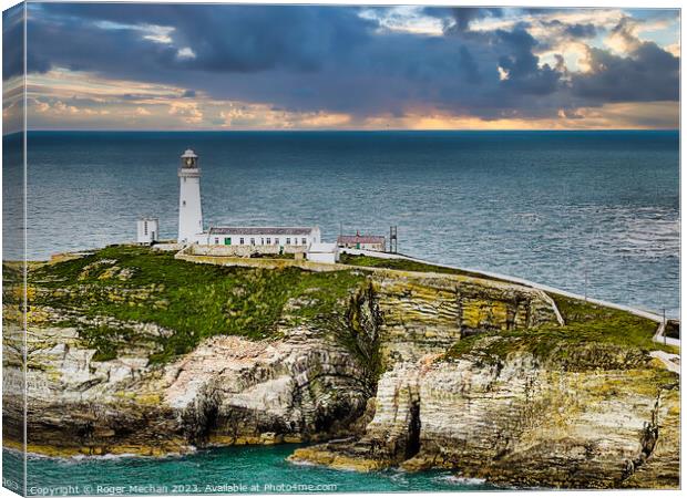 South Stack Lighthouse Holy Island Anglesey  Canvas Print by Roger Mechan