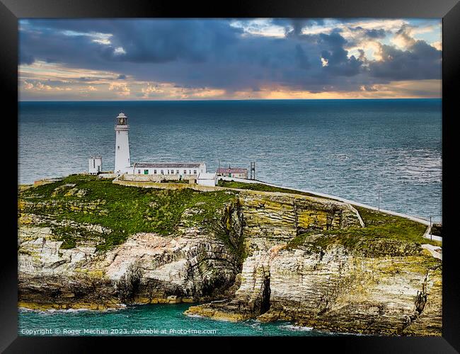 South Stack Lighthouse Holy Island Anglesey  Framed Print by Roger Mechan