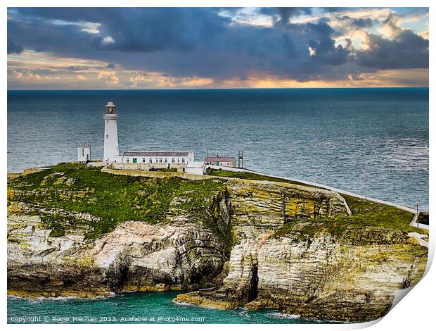 South Stack Lighthouse Holy Island Anglesey  Print by Roger Mechan