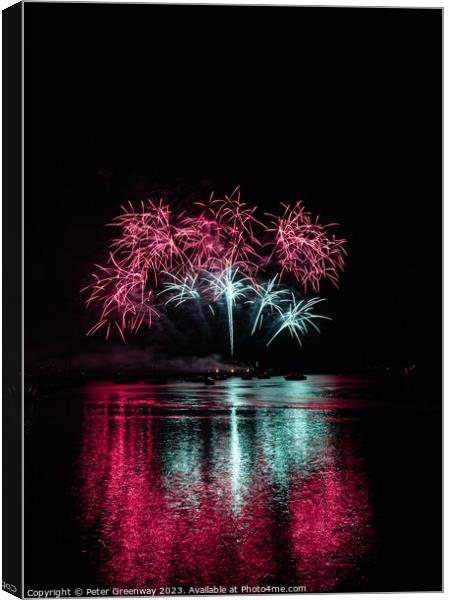 Fireworks Over Plymouth Harbour. Canvas Print by Peter Greenway