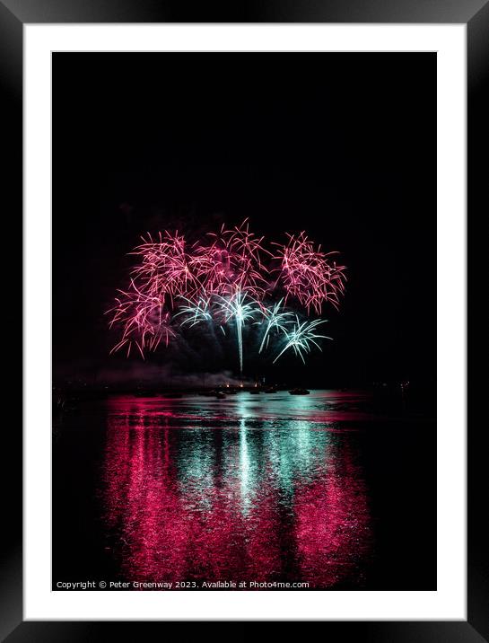 Fireworks Over Plymouth Harbour. Framed Mounted Print by Peter Greenway