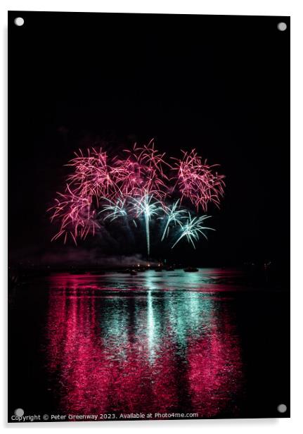 Fireworks Over Plymouth Harbour. Acrylic by Peter Greenway