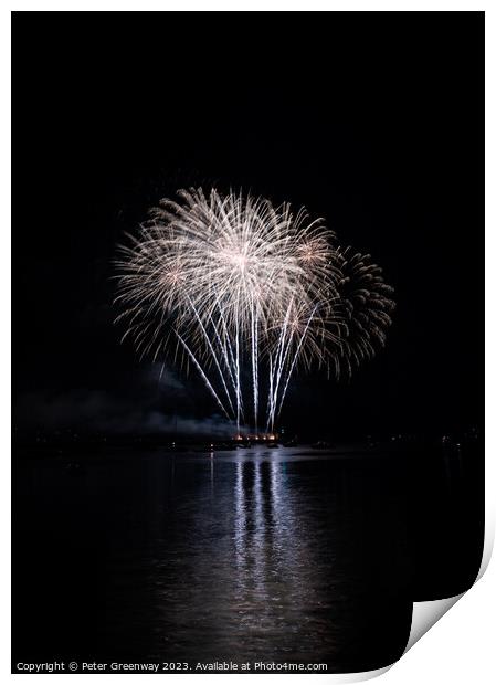 Pyrotechnic Ballet over Plymouth Harbour Print by Peter Greenway