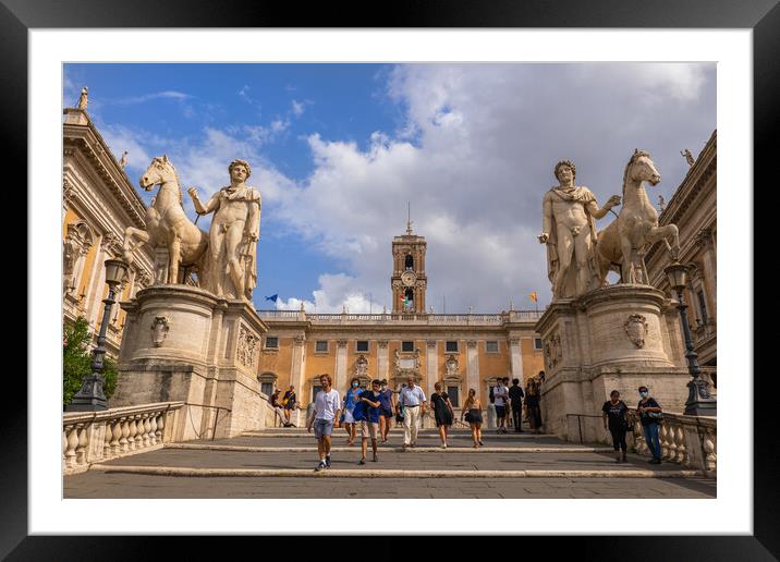 Castor And Pollux At Capitoline Hill In Rome Framed Mounted Print by Artur Bogacki