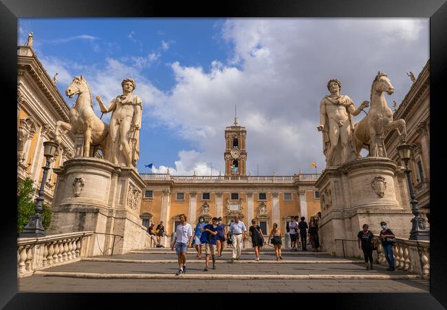 Castor And Pollux At Capitoline Hill In Rome Framed Print by Artur Bogacki